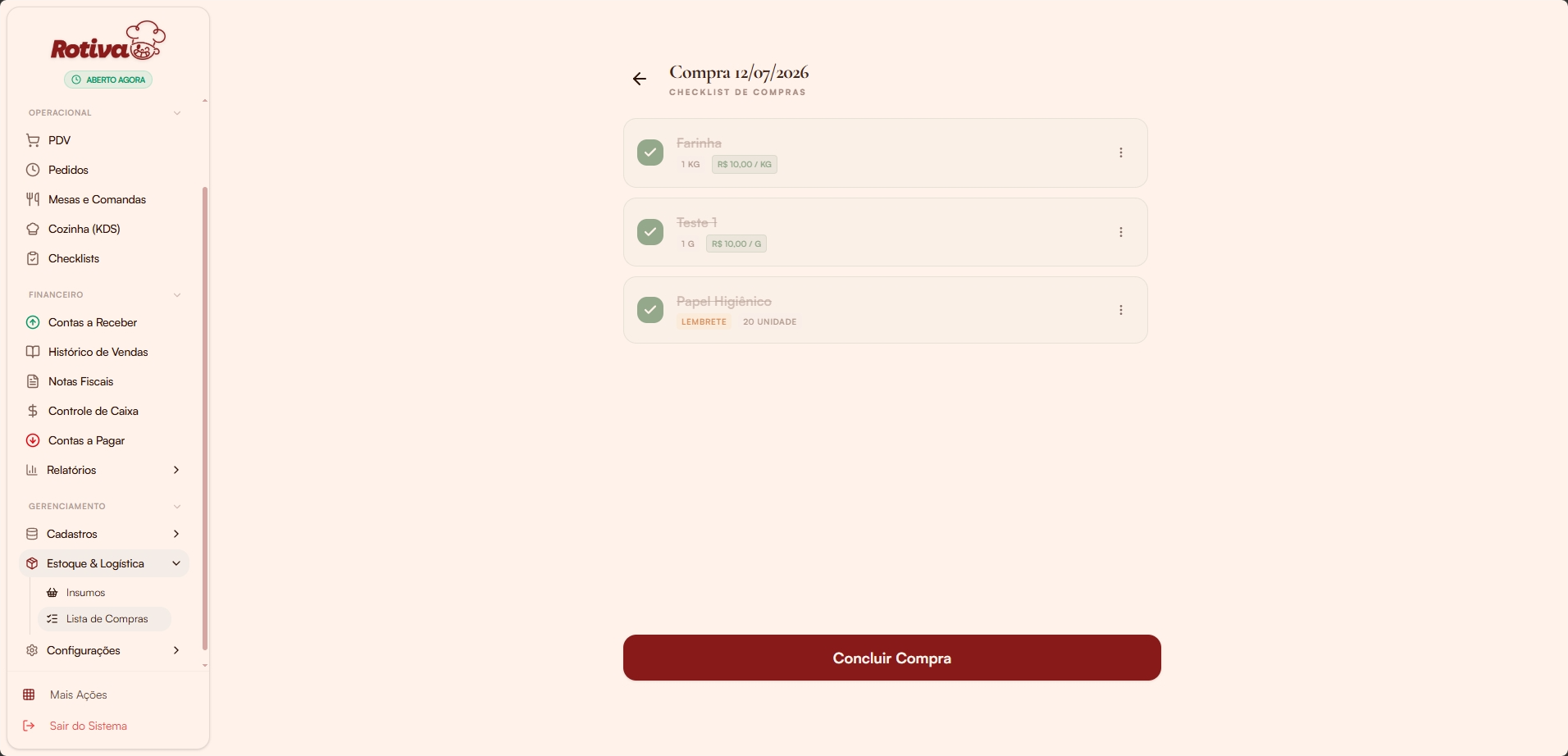 Lista completa pronta para concluir